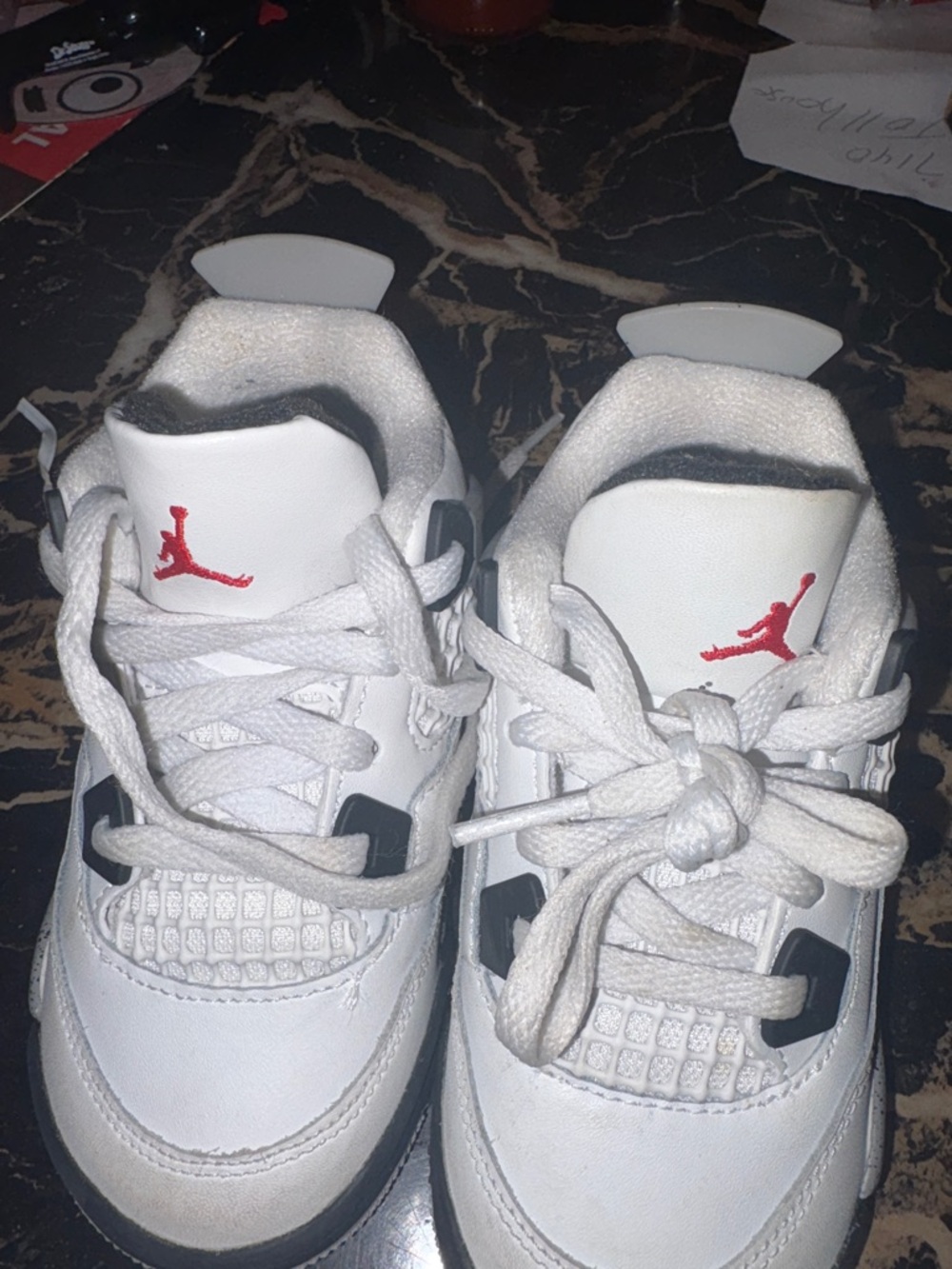 Jordan Kids White and Red Low-Top Sneakers